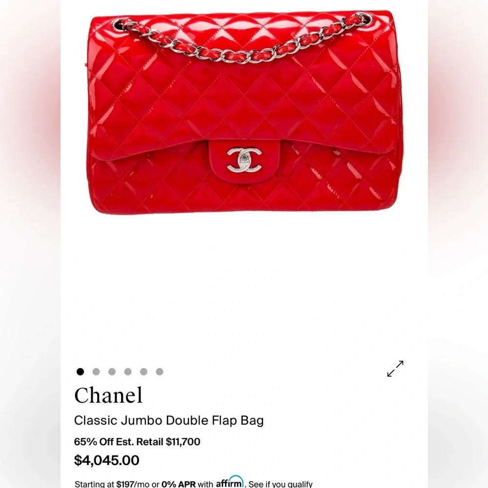 CHANEL Red Patent leather jumbo double flap bag - Picture 9 of 9